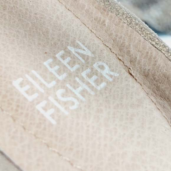 Eileen Fisher Dylan Scrunched Metallic Tan Elastic Strap Flat Summer Sandal M433 - Picture 9 of 12